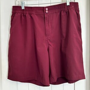 Men's Burlebo Elastic-Waist Burgundy Shorts 7” Inseam Size XL